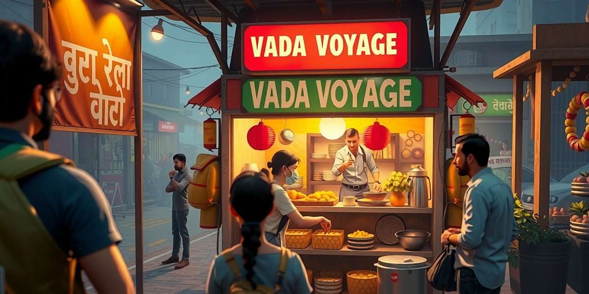 Vada Voyage Market Gameplay Vada Voyage gameplay showing a street food stall in a busy Indian market with customers waiting